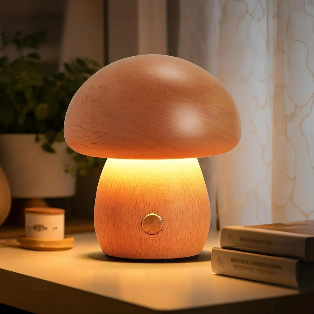 Rustic Wooden LED Lamp with Adjustable Brightness – Rechargeable, Portable Design for Cozy Ambiance, Large and Small Sizes Available 7