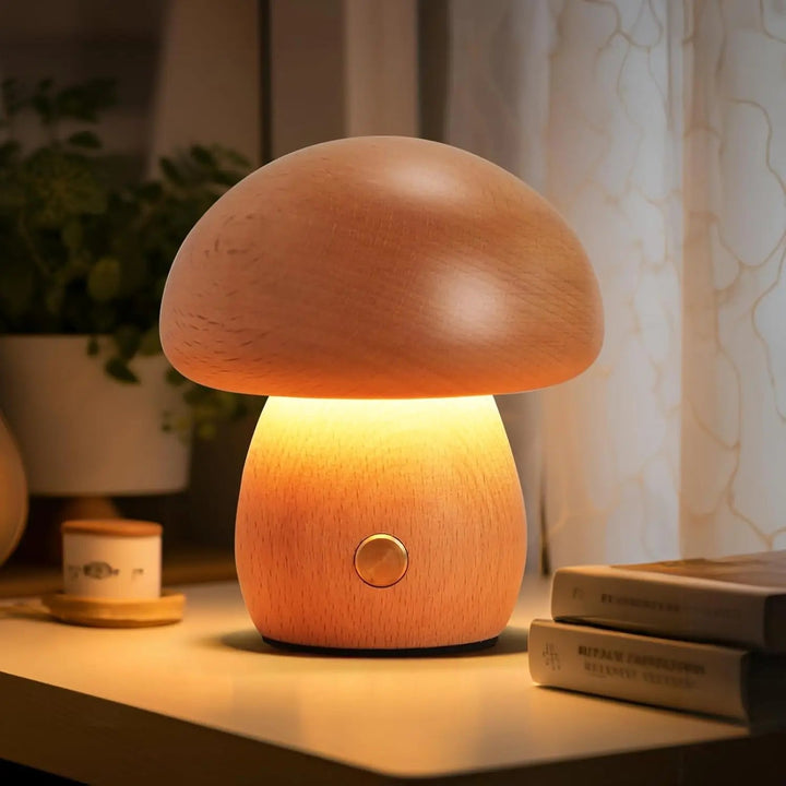 Rustic Wooden LED Lamp with Adjustable Brightness – Rechargeable, Portable Design for Cozy Ambiance, Large and Small Sizes Available 7