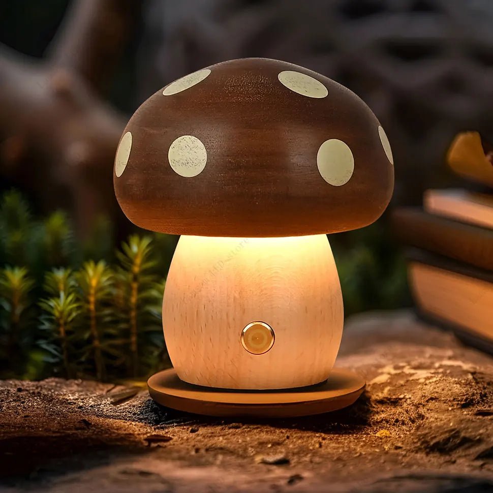 Rustic Wooden LED Lamp with Adjustable Brightness – Rechargeable, Portable Design for Cozy Ambiance, Large and Small Sizes Available 1
