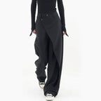 Rylan — 90s Grunge Asymmetrical Pants with Wrap Accents (Gray XS) - | Zavonix