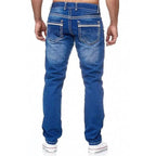 Rylan Jeans — Vintage - Washed Denim with Bold White Stitching (Light Blue 28) - | Zavonix
