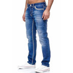 Rylan Jeans — Vintage - Washed Denim with Bold White Stitching (Light Blue 28) - | Zavonix