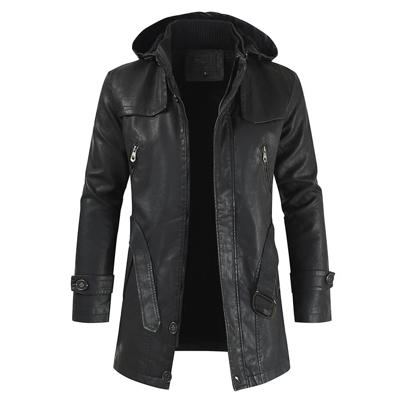 Rylan — Men’s Leather Jacket with Fleece Lining and Adjustable Fit (Black S) - | Zavonix