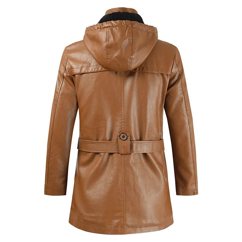 Rylan — Men’s Leather Jacket with Fleece Lining and Adjustable Fit (Brown S) - | Zavonix