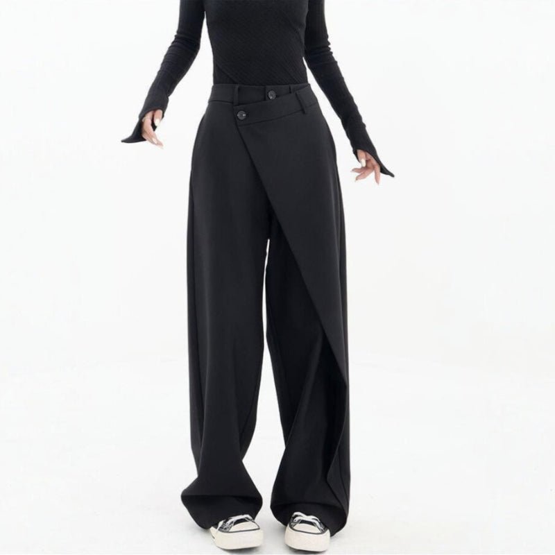 Rylan — 90s Grunge Asymmetrical Pants with Wrap Accents (Black XS) - | Zavonix