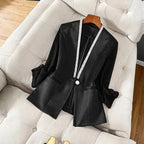 Satin Blazer™ — Own Every Room with Irresistible Glamour and Confidence (Black XS) - | Zavonix
