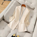 Satin Blazer™ — Own Every Room with Irresistible Glamour and Confidence (Cream XS) - | Zavonix