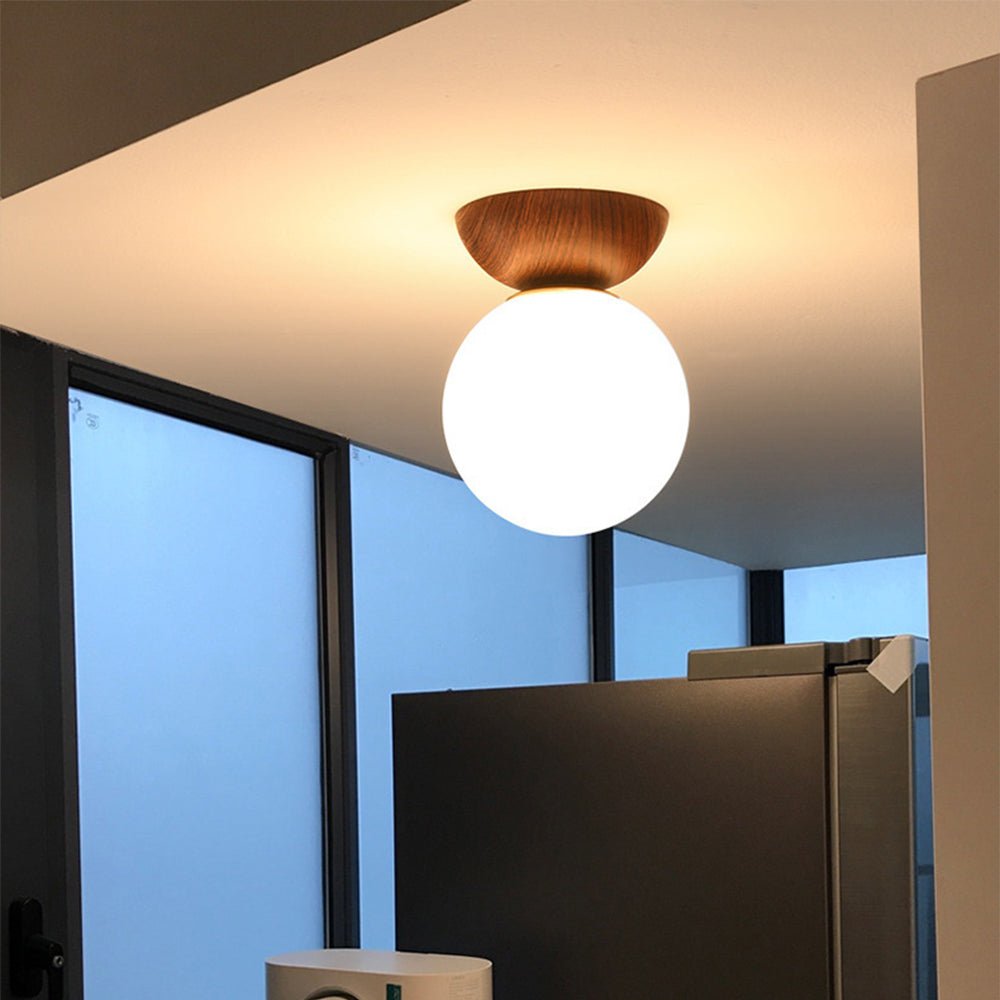 Scandinavian Flush Mount Ceiling Light Fixture, Modern Glass Design for Hallway, Soft Glow, 12cm Diameter, 20cm Height 5