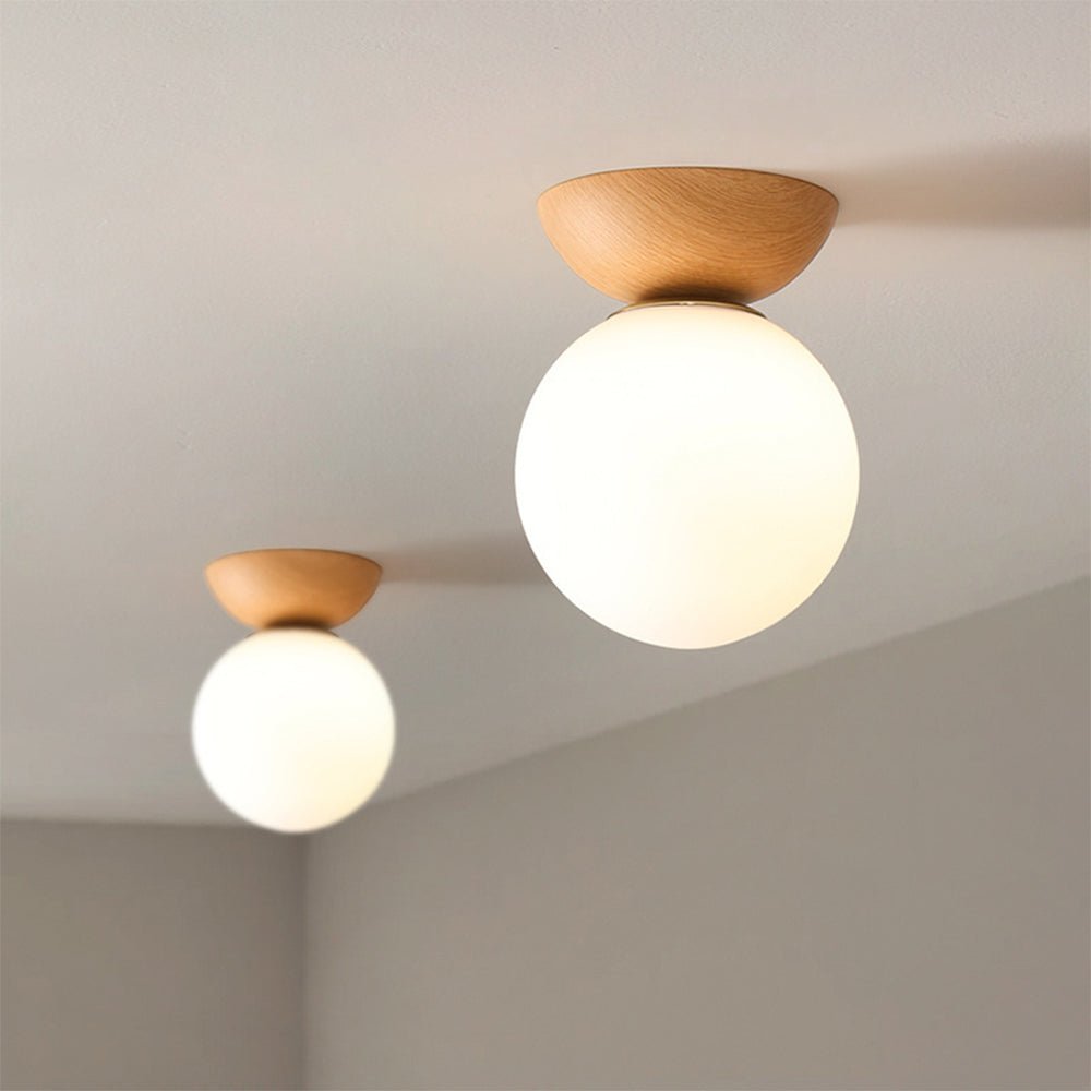 Scandinavian Flush Mount Ceiling Light Fixture, Modern Glass Design for Hallway, Soft Glow, 12cm Diameter, 20cm Height 0