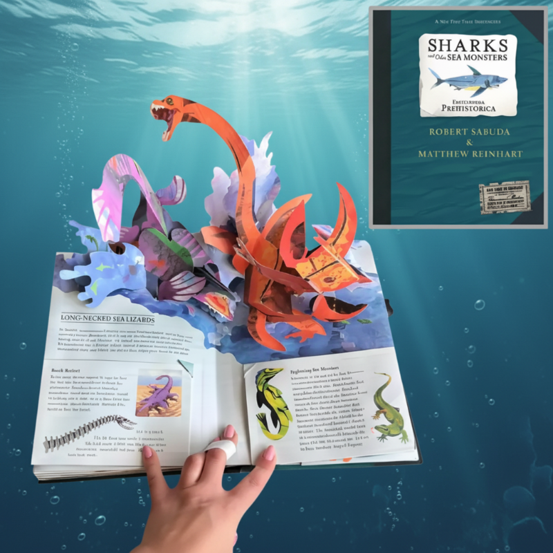 Sea Monsters edition with its teal hardcover and an open marine creature scene against an ocean backdrop
