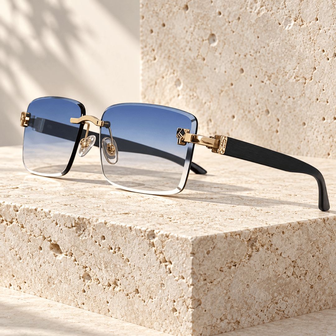 Selden Square Sunglasses Blue Gold image 2