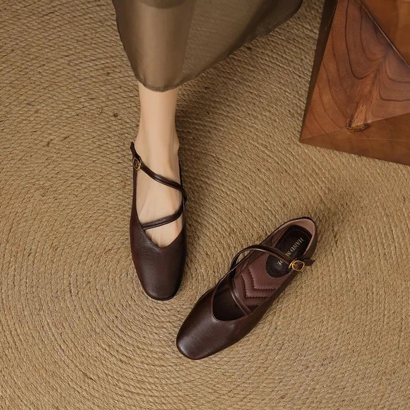 Serena Soft Leather Flats (Mocha US 5 / EU 35 - 36) - | Zavonix