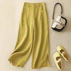 Selwin — Breathable Wide - Leg Linen Pants with Deep Pockets (Light Gray XS) - | Zavonix