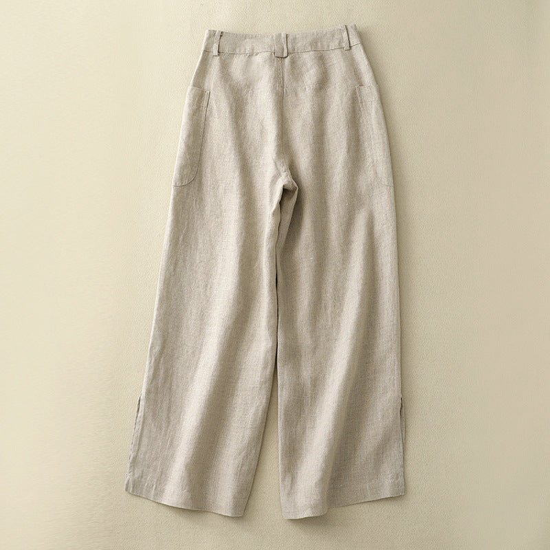 Selwin — Breathable Wide - Leg Linen Pants with Deep Pockets (Light Gray XS) - | Zavonix