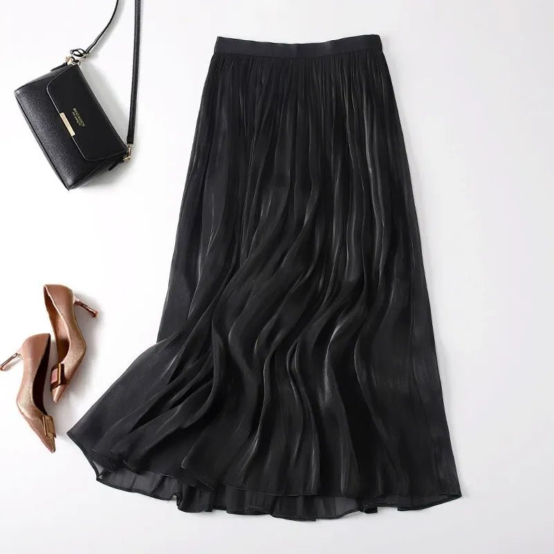 Serinelle Linen Skirt — Lightweight Breathable Skirt with Gathered Waist (Black XS) - | Zavonix