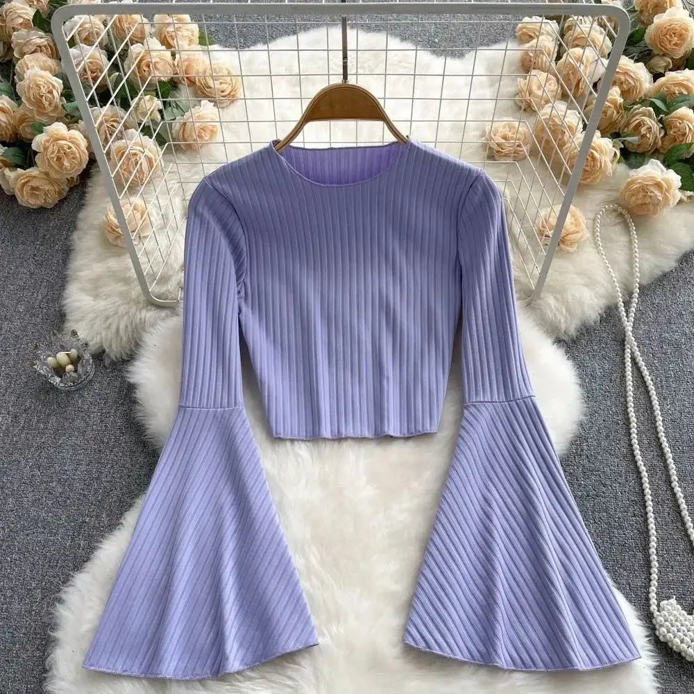 Seraphina Trumpet Sleeve Long Sleeve Top (Levander XS) - | Zavonix