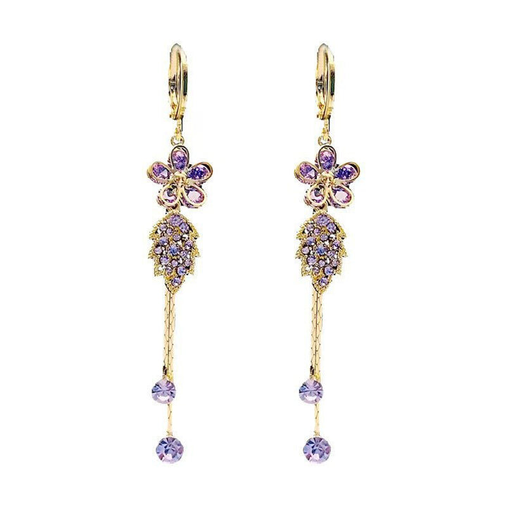 Seravine Floral Tassel Rhinestone Earrings Product Image 02