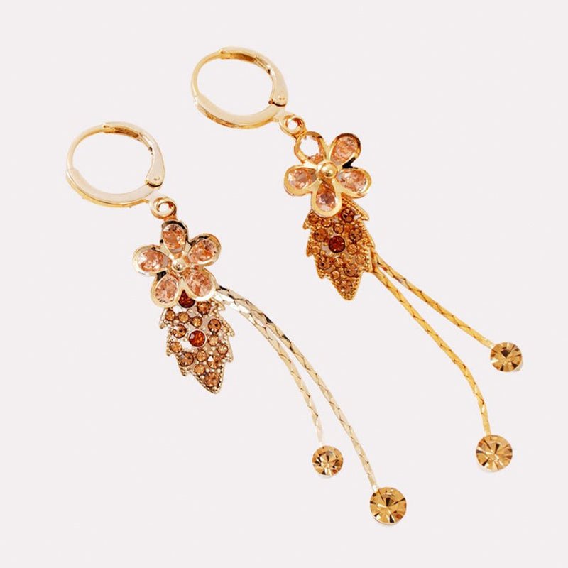 Seravine Floral Tassel Rhinestone Earrings Product Image 08
