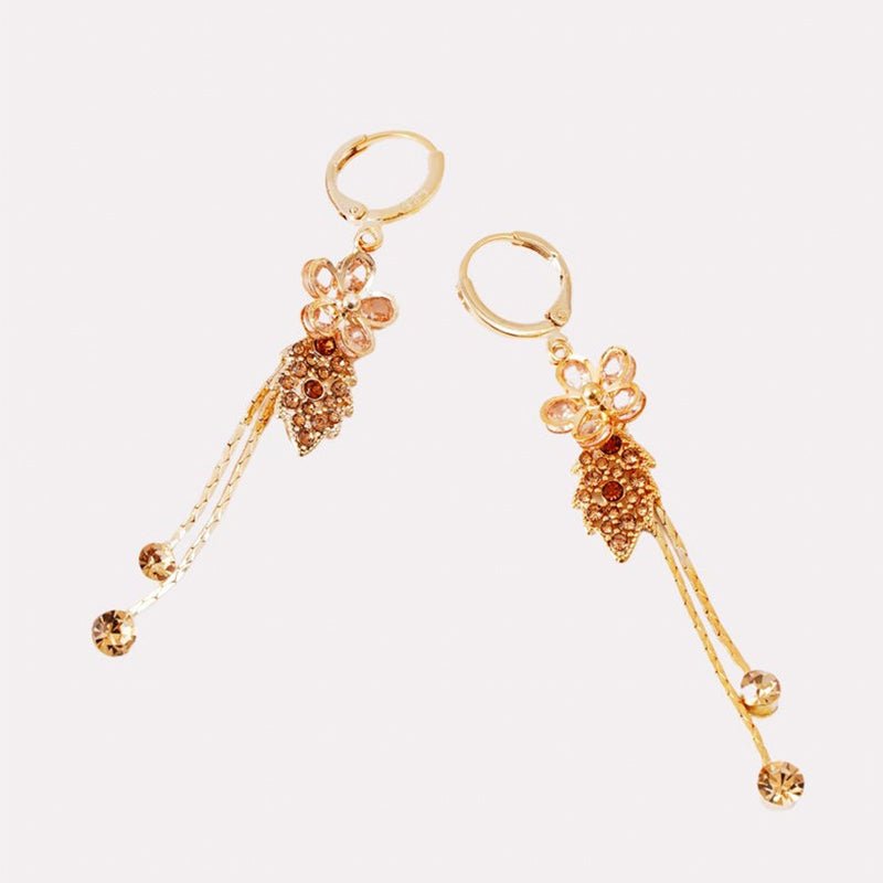 Seravine Floral Tassel Rhinestone Earrings Product Image 09