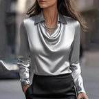 Serena Satin Top (Gray XS) - | Zavonix