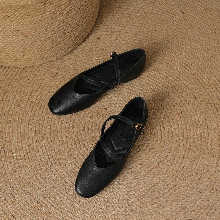 Serena Soft Leather Flats (Black US 5 / EU 35 - 36) - | Zavonix