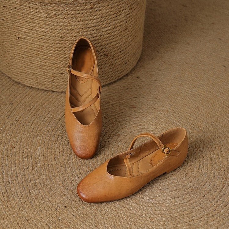 Serena Soft Leather Flats (Brown US 5 / EU 35 - 36) - | Zavonix