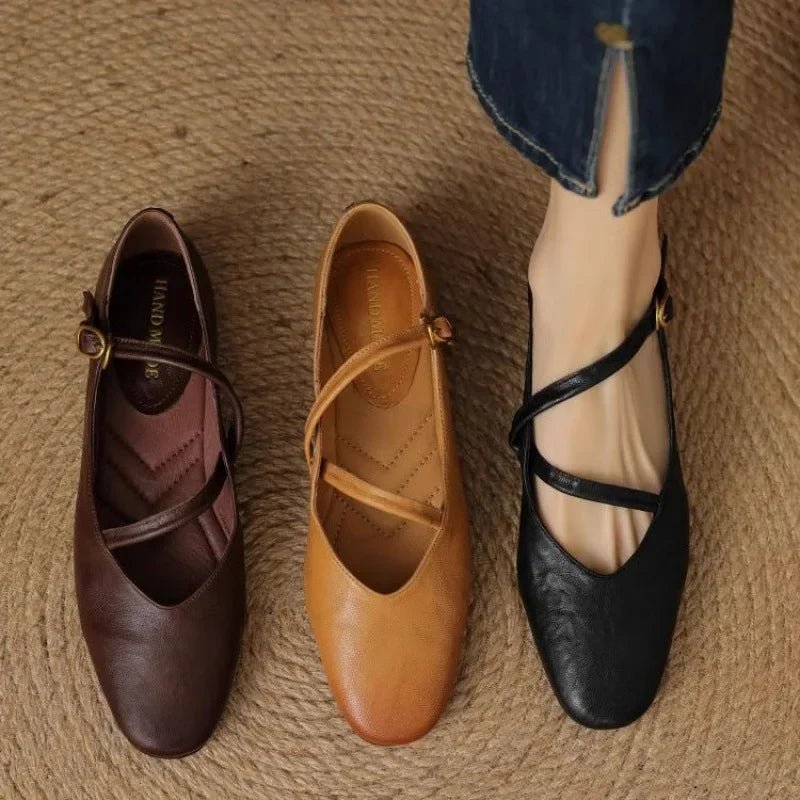 Serena Soft Leather Flats (Mocha US 5 / EU 35 - 36) - | Zavonix