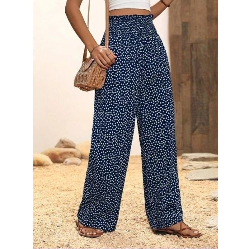 Serene Print Wide Leg Pants Smocked Waist Product Image 10