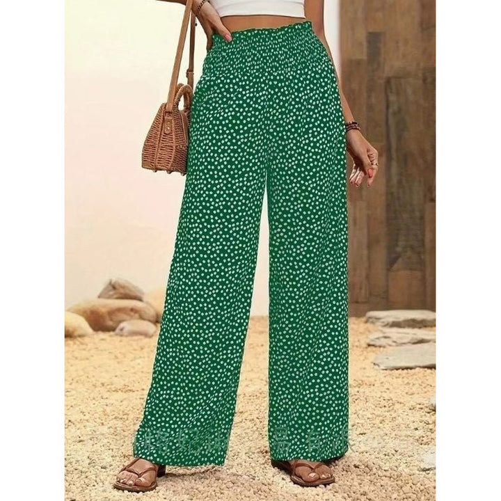 Serene Print Wide Leg Pants Smocked Waist Product Image 11