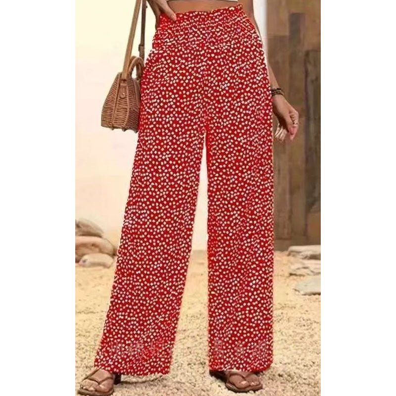 Serene Print Wide Leg Pants Smocked Waist Product Image 12