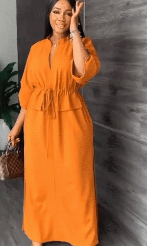 Serina Lightweight V Neck Side Slit Dress Product Image 02