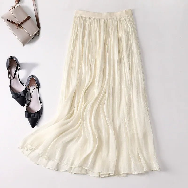 Serinelle Linen Skirt — Lightweight Breathable Skirt with Gathered Waist (Black XS) - | Zavonix
