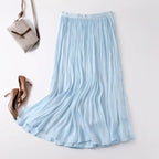 Serinelle Linen Skirt — Lightweight Breathable Skirt with Gathered Waist (Black XS) - | Zavonix