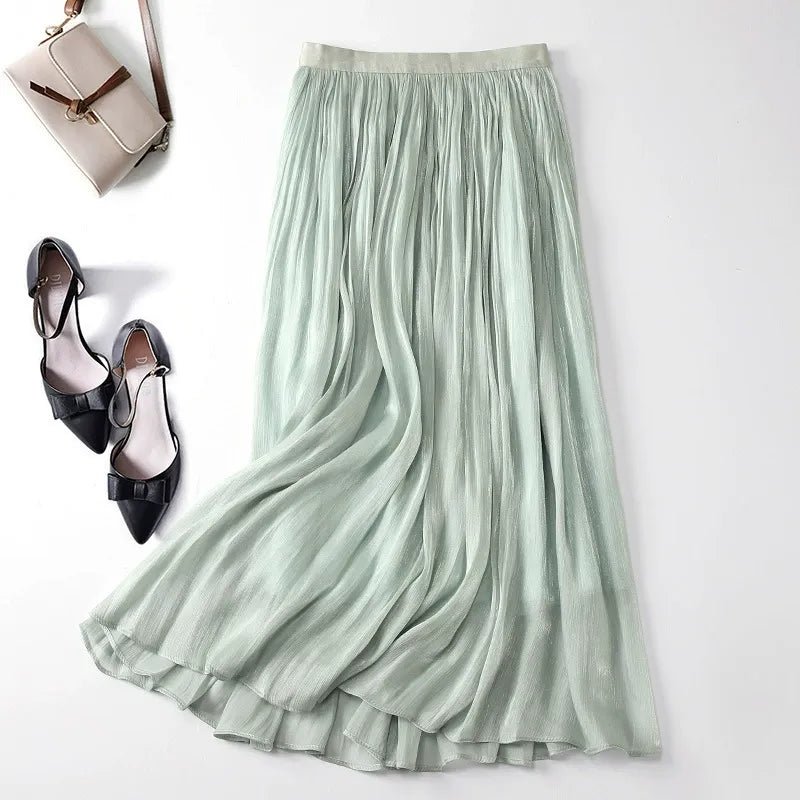 Serinelle Linen Skirt — Lightweight Breathable Skirt with Gathered Waist (Black XS) - | Zavonix