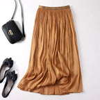 Serinelle Linen Skirt — Lightweight Breathable Skirt with Gathered Waist (Black XS) - | Zavonix