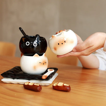 Siamese Cat Inspired Coffee Cup with Ear Handle – Premium Ceramic Drinkware 0
