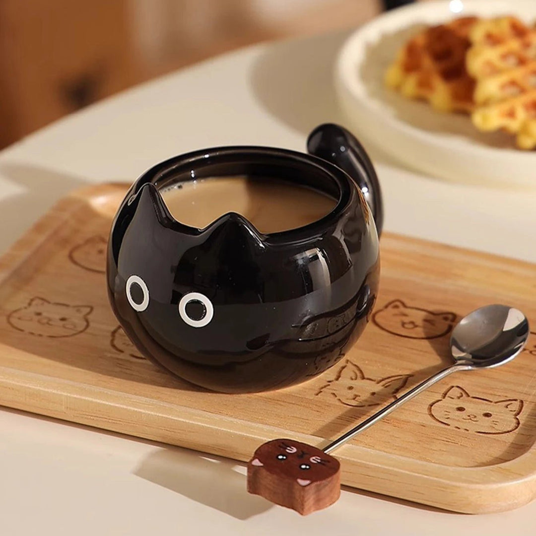 Siamese Cat Inspired Coffee Cup with Ear Handle – Premium Ceramic Drinkware 5