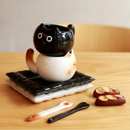 Siamese Cat Inspired Coffee Cup with Ear Handle – Premium Ceramic Drinkware 8