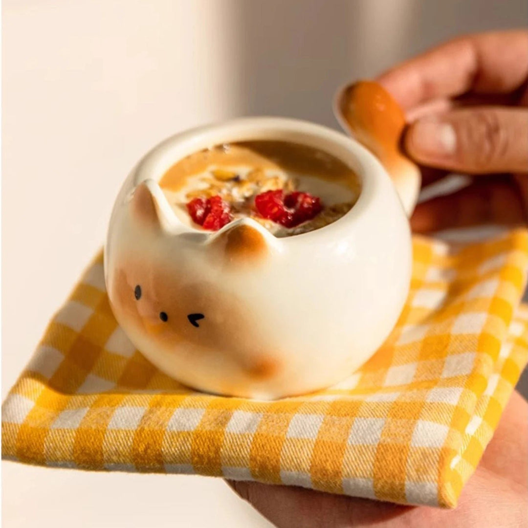 Siamese Cat Inspired Coffee Cup with Ear Handle – Premium Ceramic Drinkware 6