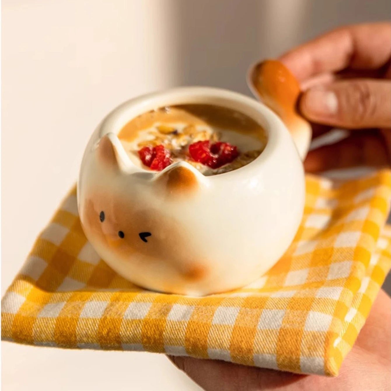 Siamese Cat Inspired Coffee Cup with Ear Handle – Premium Ceramic Drinkware 6