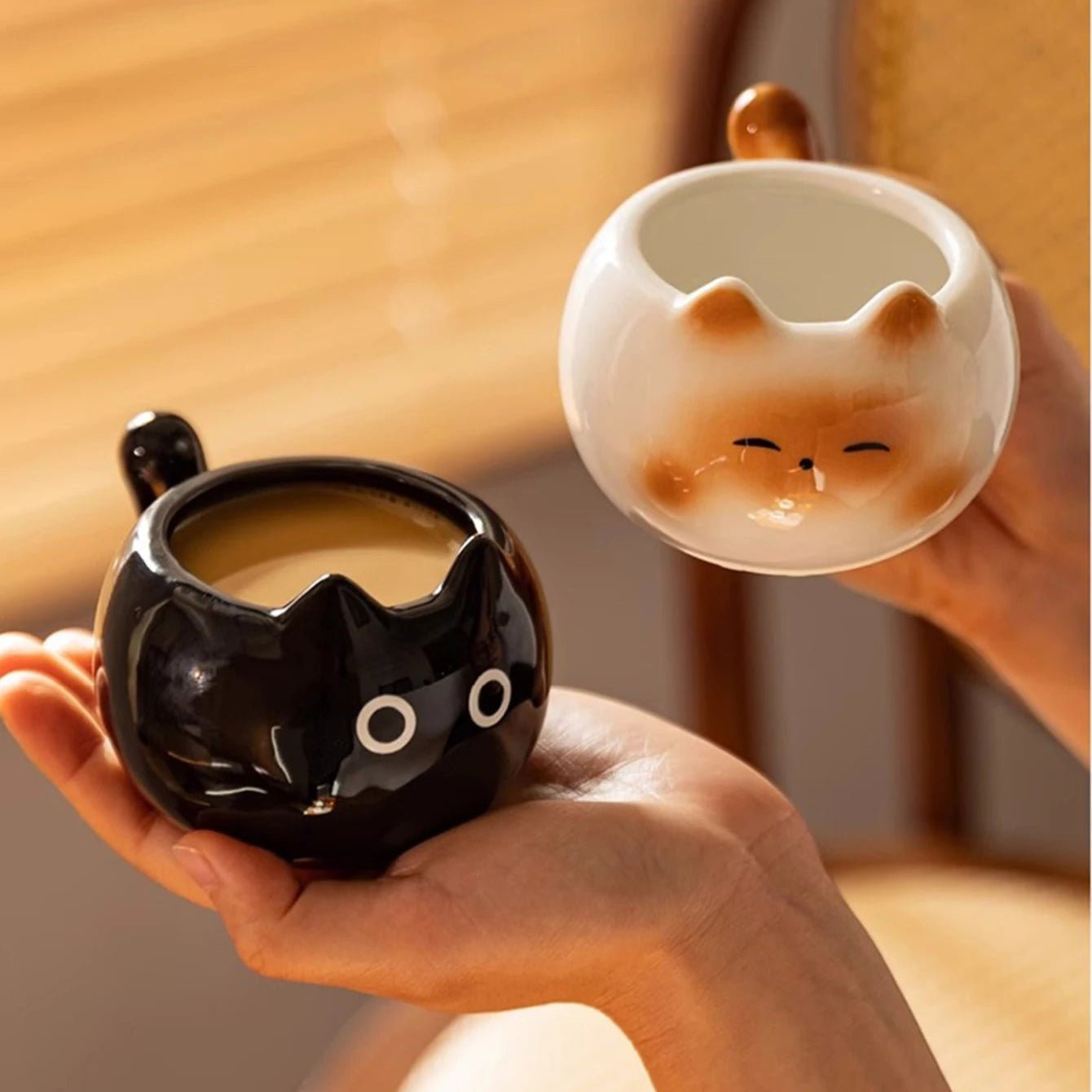 Siamese Cat Inspired Coffee Cup with Ear Handle – Premium Ceramic Drinkware 2