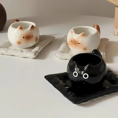 Siamese Cat Inspired Coffee Cup with Ear Handle – Premium Ceramic Drinkware 7