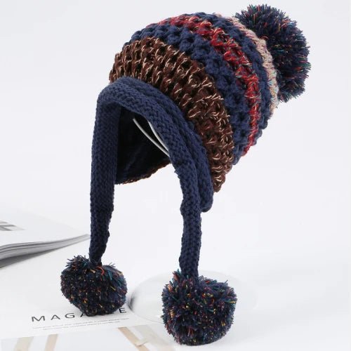 Snowy Peaks Knitted Beanie (Blue ) - | Zavonix