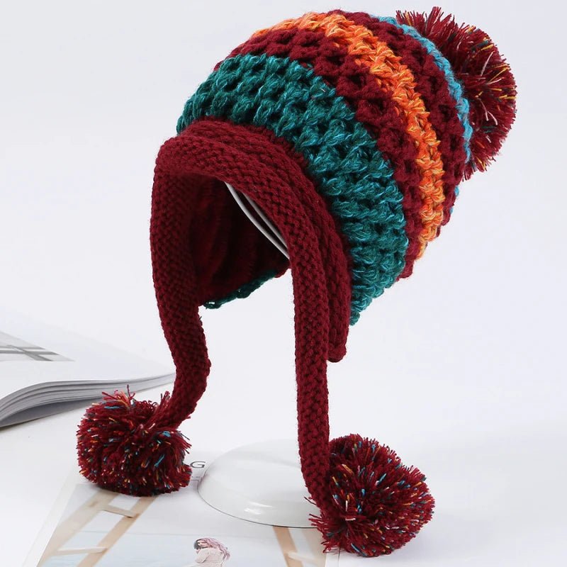 Snowy Peaks Knitted Beanie (Red ) - | Zavonix