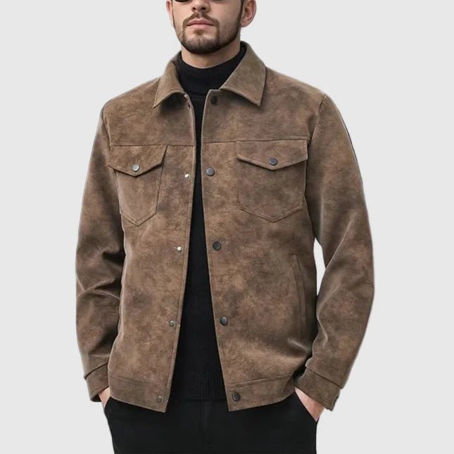 "The Stazra" Field Jacket (Brown S) - Suede Jacket | Zavonix