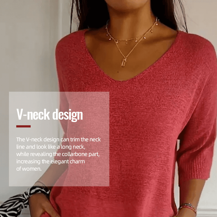 Sierra V Neck Knit Layering Blouse Product Image 01