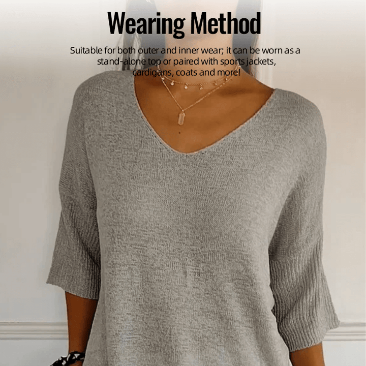 Sierra V Neck Knit Layering Blouse Product Image 03