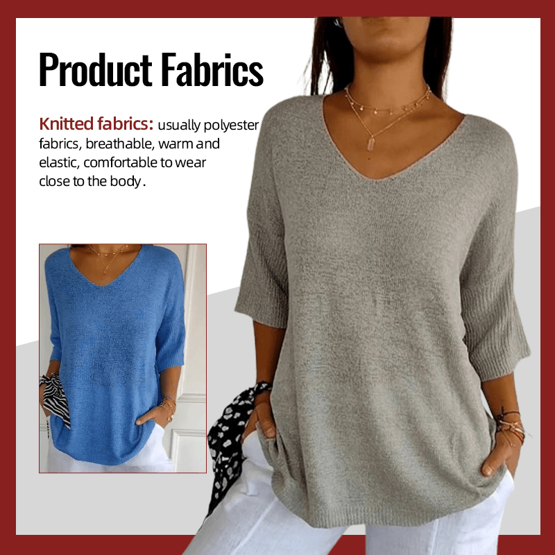 Sierra V Neck Knit Layering Blouse Product Image 04