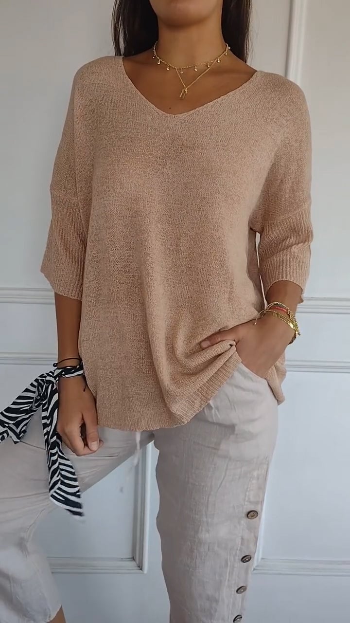 Sierra V Neck Knit Layering Blouse Product Image 10
