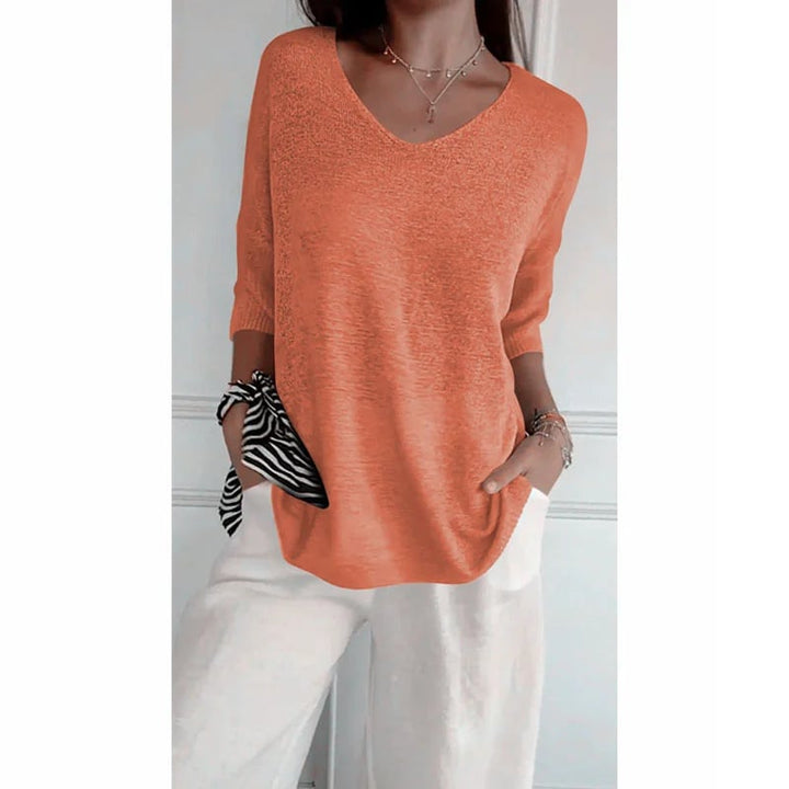 Sierra V Neck Knit Layering Blouse Product Image 13